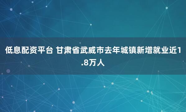 低息配资平台 甘肃省武威市去年城镇新增就业近1.8万人