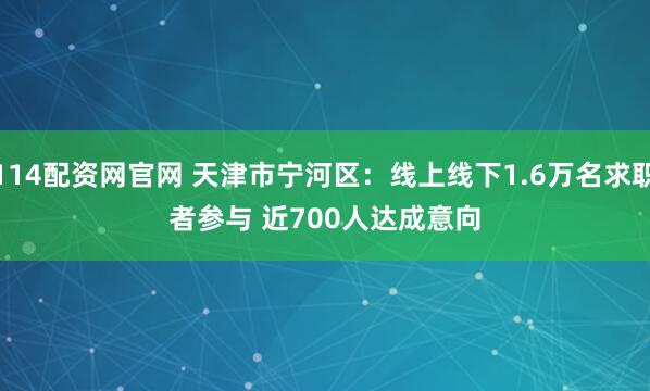 114配资网官网 天津市宁河区：线上线下1.6万名求职者参与 近700人达成意向